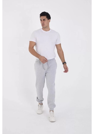 Tarzyeri Unisex Kışlık Üç İplik Lastikli Eşofman Pantolon - Gri 001