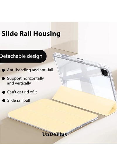 Apple Uyumlu iPad Pro 12.9 3./4./5./6. Nesil Kılıf Kalem Bölmeli Akrilik Şeffaf Ayrılabilir Case 2018-2022 Kılıf