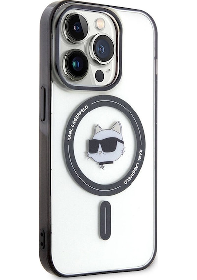 Apple Uyumlu iPhone 14 Kılıf Karl Lagerfeld Sıvılı Simli Choupette Dizayn Kapak