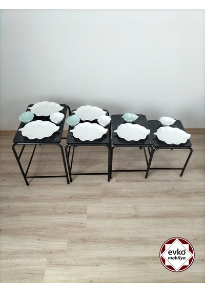 Evko Mobilya Buket Sehpa, 4'lü Zigon Sehpa,  Servis Sehpası, Iç Içe Geçen Sehpa, Ahşap Sehpa, Dikdörtgen Sehpa