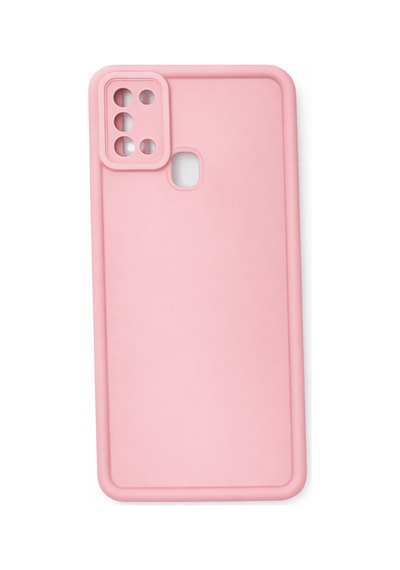 Samsung Galaxy A21 Uyumlu Kamera Çıkıntılı Mat Silikon Telefon Kılıfı Pembe