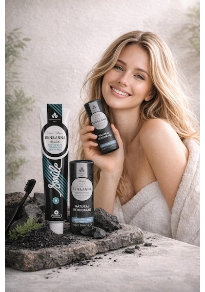 Ben&anna Aktif Karbon Doğal Diş Macunu Florürlü + Urban Black Doğal Deodorant 40 G,