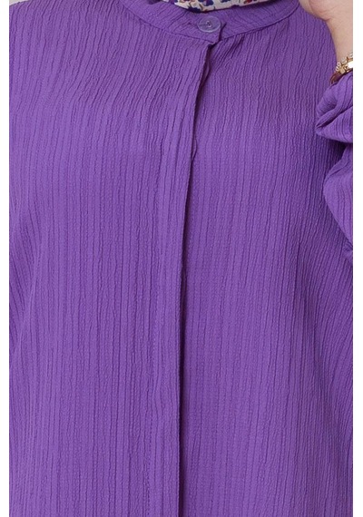 Sevitli Yırtmaç Detaylı Tunik Pantolon Takım-mor-4864