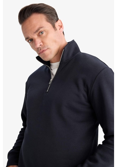 Defacto Regular Fit Dik Yaka Yarım Fermuarlı İçi Yumuşak Tüylü Basic Düz Sweatshirt X7405az25aunv91 Lacivert