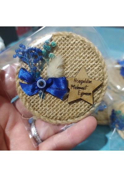 Lavinta54 Kişiye Özel Ahşap Jüt Magnet-mıknatıslı 10lu Paket