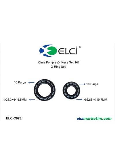 Oto Klima Kompresör Keçesi Seti 20 Parça 10 Büyük + 10 Küçük Ölçü Klima Kompresör Shaft Seal Tamir Seti