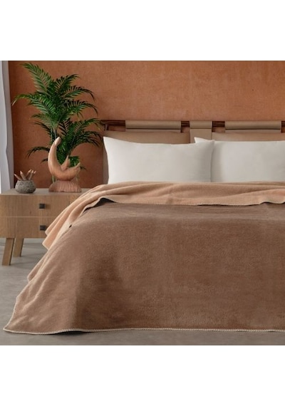 Vicuna Home Mila Pamuklu Çift Kişilik Battaniye Vizon Kahve - Bej