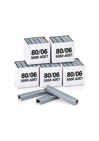 5'li Paket - Ithal 80/06 80 Serisi Havalı Zımba Teli 6 Mm 25.000 Adet