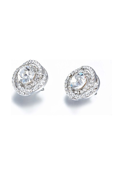 Monemel Kristal Taşlı Küpe Altın Kaplama E0280 Gümüş - Rodyum