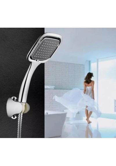 3 Lü Set Siyah Kare Banyo Duş Seti Hortum Mafsal Ve Başlık Set Gri Krom Diğer