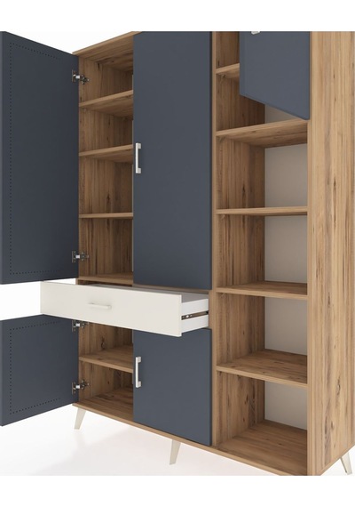 Hyperion Dolap 10 Raflı Tek Çekmeceli 5 Kapaklı 132x44x195 Çam-antrasit/aytaşı Antrasıt/aytası Hyperion Dolap 10 Raflı Tek Çekmeceli 5 Kapaklı 132x44x195 Çam-antrasit/aytaşı Antrasıt/aytası