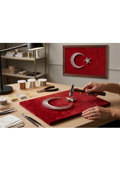 Mays Nest Filografi Türk Bayrağı Tablosu 20x30 Cm Tel Ve Çivi Sanatı Dekoratif Duvar & Masaüstü Tablo - Mays Nest Filografi Türk Bayrağı Tablosu 20x30 Cm Tel Ve Çivi Sanatı Dekoratif Duvar & Masaüstü Tablo -