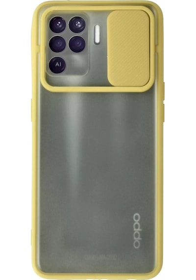 Oppo Reno 5 Lite Kılıf Palm Buzlu Kamera Sürgülü Silikon - Sarı Çok Renkli