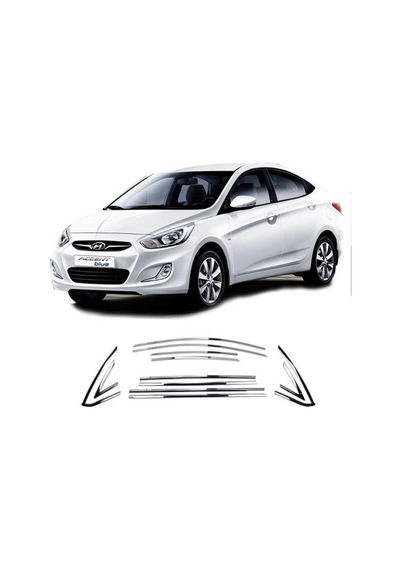 Hyundai Accent Blue 2011-2017 Tamtur 14 Parça Krom Cam Çıtası