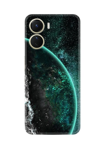Vivo Y16 Kılıf Resimli Desenli Silikon Platinium Series Green World 1856
