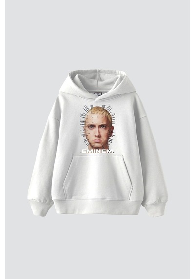 Startmore Eminem Baskılı Oversize Unisex Premium Beyaz Beyaz