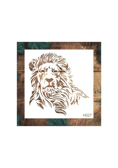 Kk Swords Stencil Tasarım H027 Aslan- Dekoratif Duvar Ve Eşya Boyama Şablonları 25x25cm