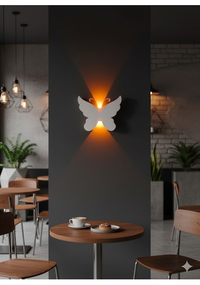 3d Design Kelebek Pilli Dekoratif Duvar Aydınlatması Aplik Gece Lambası Pembe