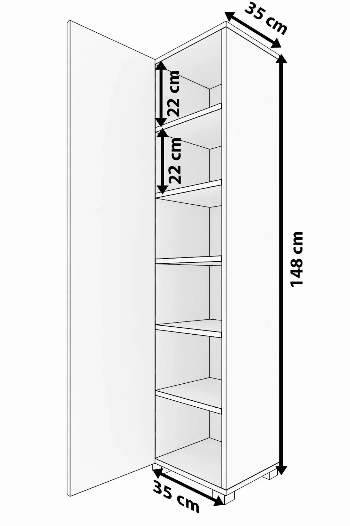 Saltık Çok Amaçlı Dolap Tek Kanat Raflı Mdf Beyaz