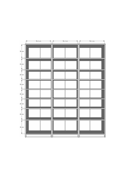 Asra Trend K-26 %100 MDF 180 cm 3 Modüllü Kitaplık 21 Raflı Dev Kütüphane Retro Taş