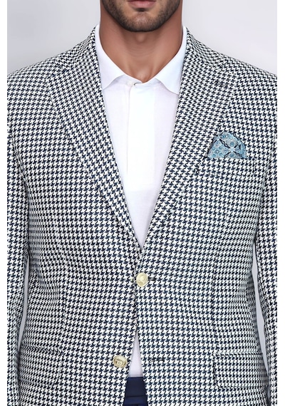 Lacivert Kazayağı Desenli Gold Renk Metal Düğmeli Slim Fit Erkek Blazer Ceket - Wessi Navy Blue Lacivert Kazayağı Desenli Gold Renk Metal Düğmeli Slim Fit Erkek Blazer Ceket - Wessi Navy Blue