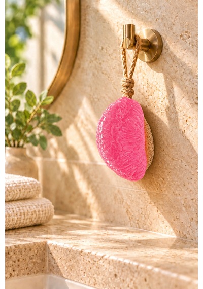 Dekoratif Kokulu Sabun & Peeling Etkili Asılabilir Dekoratif Banyo Sabunu & Pembe Pomelo Dilimi Şekilli Lifli Katı Sabun 10x6x4 Cm - 937752551 Diğer
