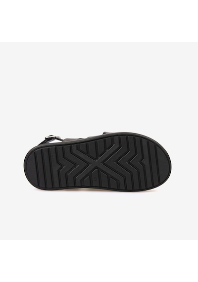 Kemal Tanca Erkek Kauçuk Tabanlı Deri Comfort Günlük Çapraz Bantlı Sandalet 555 siyah