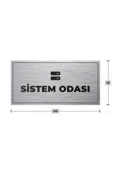 Sıstem Odası Yazılı - Metal - Gümüş Renk - Kapı İsimliği - 20x10 Cm