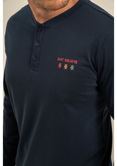 Arnetta Erkek Just Breathe Lacivert Uzun Kol Pijama Takım Ar3853-s-v1 Ar3853-s-v1
