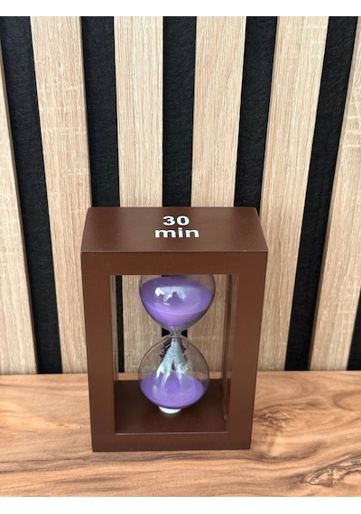 Ahşap Kaideli 30 Dakikalık Kum Saati El Yapımı Dekoratif Cam Kum Saati