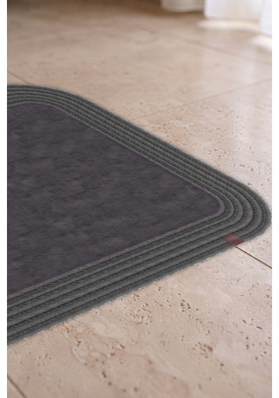 Banyo Paspası Takımı 70x110+50x70 Cm Düz Antrasit Gri & Antrasit