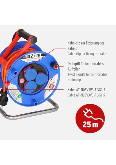 Garant Serisis Ip44 Lisanslı 25 Metre Makaralı Uzatma Kablosu Turuncu Genel