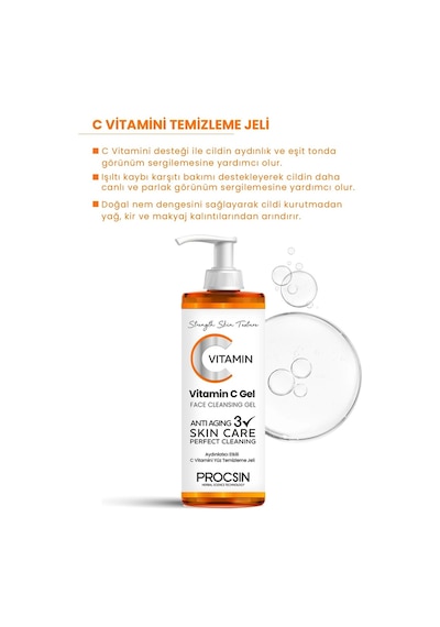 Procsin Aydınlatıcı Etkili C Vitamini Yüz Temizleme  Jeli 150 ML
