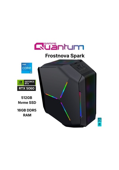 Quantum Gaming Frostnova Spark i5-14400F 16 GB 512 GB SSD 8 GB RTX5060 Free Dos Masaüstü Oyuncu Bilgisayarı