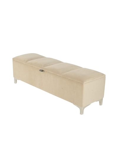 Vetra V2 Sandıklı Puf  Krem Dilimli Model Sandıklı Puf Bench - Sandıklı Yatak Ucu Bankı