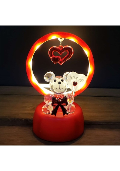 Işıklı Kırmızı I Love You Ayıcık