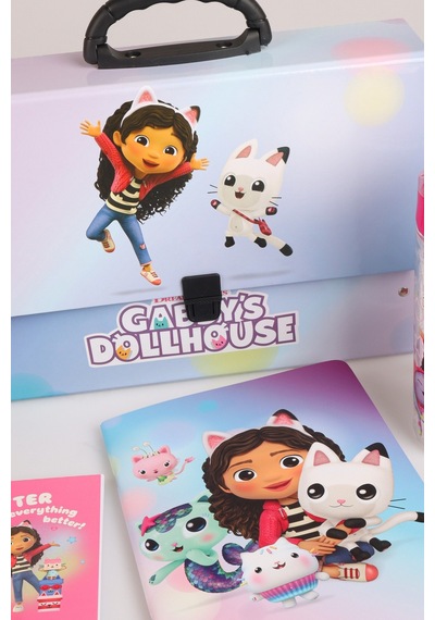 X Dekomus Lisanslı Gabby S Dollhouse Magic School Collection 500 Ml Tritan Matara, Saplı Çanta, Defter Ve Bloknot Seti Altın