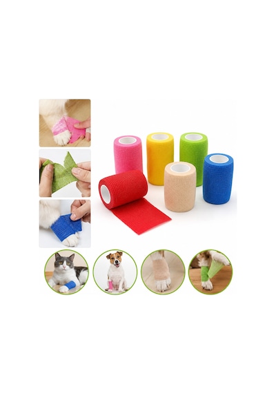 Bakgelal Kedi Ve Köpekler İçin Kendinden Yapışkanlı Elastik Sargı Bezi 5 Cm X 4.5 M Veteriner Pati Ve Yara Koruma Band