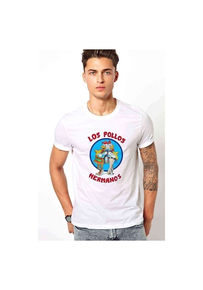 Los Pollos Hermanos Bad Jesse Baskılı Beyaz Erkek Tshirt