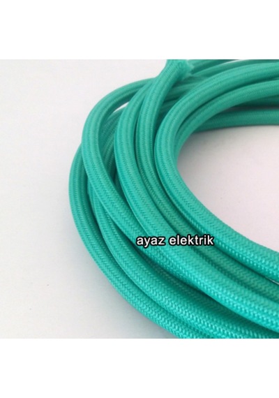 2X0,50Mm Zümrüt Yeşili Renk Dekoratif Örgülü Kumaş Kablo1-5-10-20