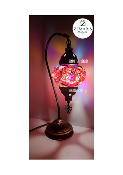Deveboynu Gece Lambası Otantik Mozaik Lamba Abajur Kırmızı - 715690181 Kırmızı