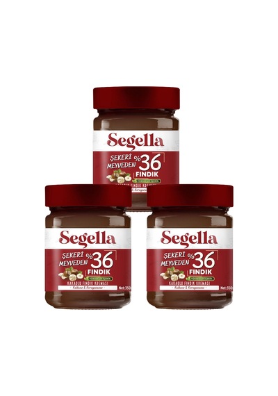 Segella Şekeri Meyveden %36 Kakaolu Fındık Kreması 350gr X 3 Adet
