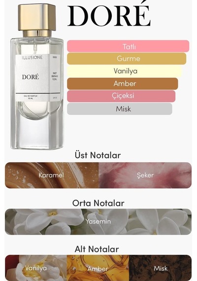 Doré Edp Kadın Parfüm 50 Ml Tatlı - Gurme - Çiçeksi Karamel, Yasemin, Vanilya