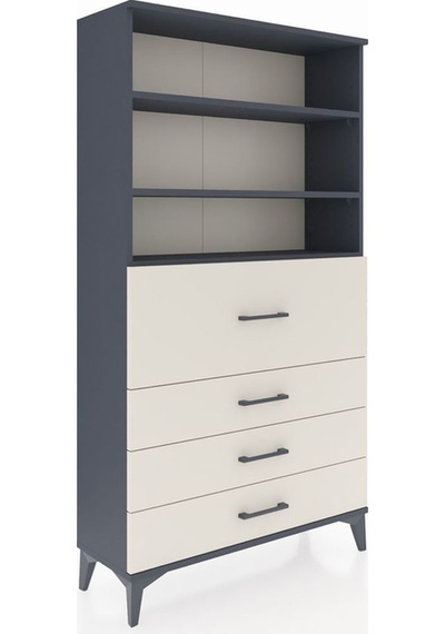 Arges Dolap 3 Raflı 4 Çekmeceli 88x30x163 Antrasit-aytaşı Antrasit