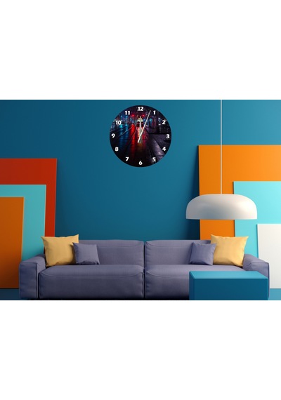 Ti-play Gece Treni Yalnızlık 30x30cm Akrilik Dekoratif Modern Duvar Saati ÇOk Renkli