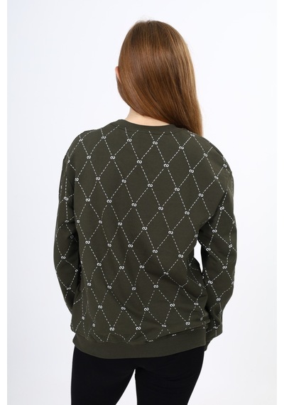 Toontoy Kız Çocuk Baskılı Sweatshirt Haki