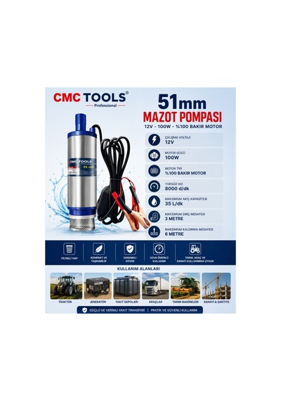 Cmc Alüminyum Gövde Büyük Mazot Aktarım Pompası 12 Volt-51 Mm