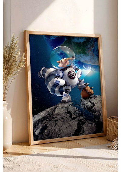 Buz Devri Scrat Astronot Uzay Temalı Çerçeveli Tablo - Lüks Çocuk Odası Galaksi Duvar Dekoru Poster Kayın Buz Devri Scrat Astronot Uzay Temalı Çerçeveli Tablo - Lüks Çocuk Odası Galaksi Duvar Dekoru Poster Kayın