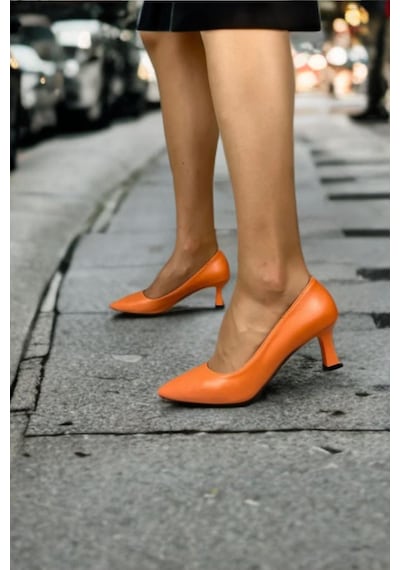 Preshley Kadın Sity Turuncu 6 Cm İnce Topuklu Stiletto Turuncu