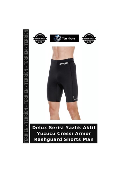 Terrien Delux Serisi Yazlık Aktif Yüzücü Cressi Armor Rashguard Shorts Man Siyah